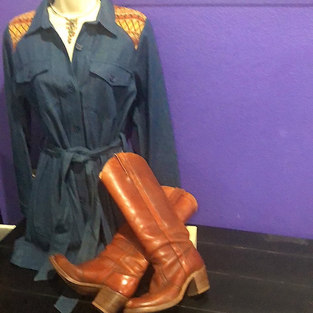Flying Tomato Denim Aztec Shirtdress with Belt - Picture 15 of 15